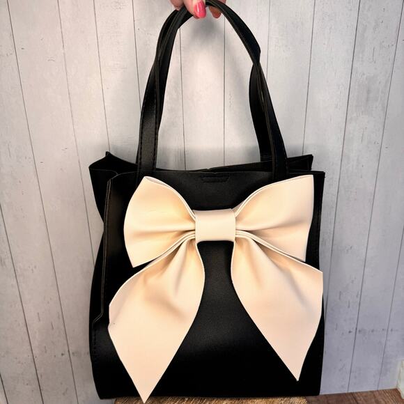 West Hills Studio Handbags - Black Handbag with Bow Evening Bag Black Tote NEW FAST SHIP